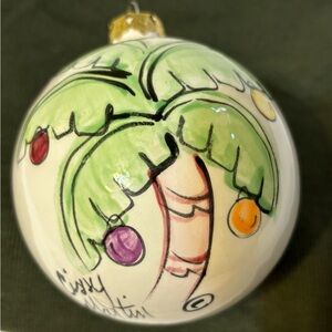 Christmas Ornament Hand Painted and Signed Cissy Martin Palm Tree Theme